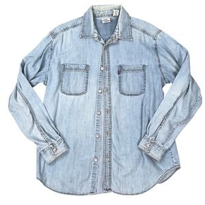 Levi's Denim Shirt Mens L Light Blue Americana Western Durable Heritage Classic